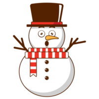 bonhomme de neige surpris visage dessin animé mignon png