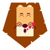 lion amoureux visage dessin animé mignon png