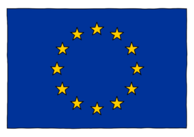 bandeira desenhada de mão da união europeia ue png