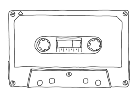 cassette de bande magnétique illustration dessinée à la main png transparent