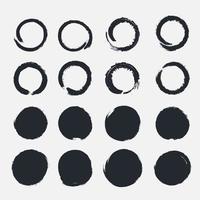 Collection of circle shape ink brush strokes vector