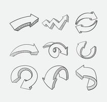 hand drawn 3d style arrow icon vector