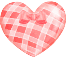 cute sweet plaid Heart watercolour hand drawing png