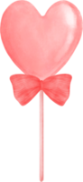 lindo dulce rosa piruleta corazón acuarela dibujo a mano png