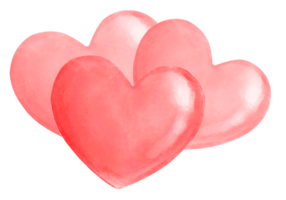 desenho de mão em aquarela de corações doces fofos png