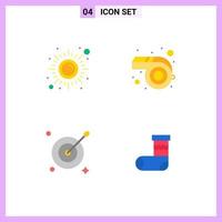 4 Flat Icon concept for Websites Mobile and Apps fitness aim sun parade celebration Editable Vector Design Elements