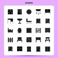 Solid 25 Interior Icon set Vector Glyph Style Design Black Icons Set Web and Mobile Business ideas design Vector Illustration