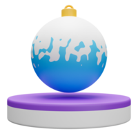 podio aislado de navidad con bola de adorno de colores para exhibición de productos. representación 3d png