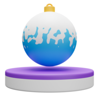 podium isolé de noël avec boule de boule colorée pour l'affichage du produit. rendu 3d png