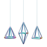 3d render minimal isolated hanging decorative holographic elements illustration png