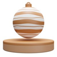 podium isolé de noël avec boule de boule dorée pour l'affichage du produit. rendu 3d png