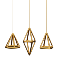 rendu 3d illustration d'éléments dorés décoratifs suspendus isolés minimes png