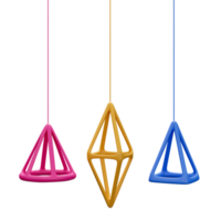 3D render ilustração mínima de elementos decorativos pendurados isolados png