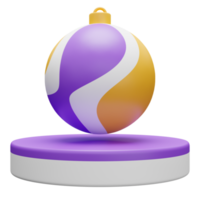 Christmas isolated podium with colorful bauble ball for product display. 3d rendering png