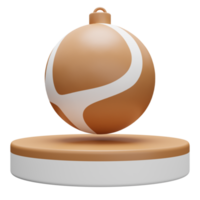 Christmas isolated podium with golden bauble ball for product display. 3d rendering png