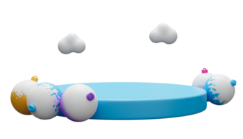 weihnachtliches isoliertes podium mit bunter kugel für die produktpräsentation. 3D-Rendering png