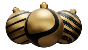 illustration de rendu 3d de boule de boule de luxe doré noir isolé de noël. bonne année image de rendu 3d de vacances de noël png