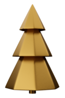 minimal low poly 3d render christmas gold tree isolated png
