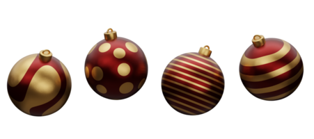 Christmas isolated red golden luxury bauble ball 3d render illustration. Happy new year 3d render image of christmas holiday png