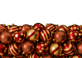 Natal isolado bola de bugiganga de luxo vermelho dourado 3d render ilustração. feliz ano novo imagem de renderização 3d do feriado de natal png