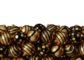 Natal isolado bola de bugiganga de luxo dourado preto 3d render ilustração. feliz ano novo imagem de renderização 3d do feriado de natal png