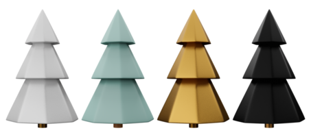minimal low poly 3d render christmas tree set isolated png