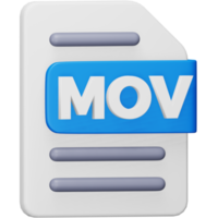 Mov file format 3d rendering isometric icon. png