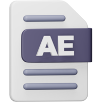 Ae file format 3d rendering isometric icon. png
