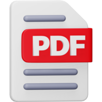 Pdf file format 3d rendering isometric icon. png