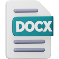 Docx file format 3d rendering isometric icon. png