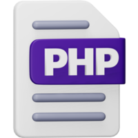 Php file format 3d rendering isometric icon. png