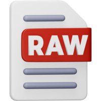 Raw file format 3d rendering isometric icon. png