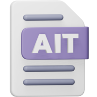 Ait file format 3d rendering isometric icon. png