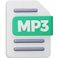 icône isométrique de rendu 3d au format de fichier mp3. png
