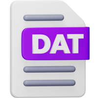 Dat file format 3d rendering isometric icon. png