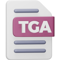 Tga file format 3d rendering isometric icon. png