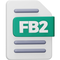 Fb2 file format 3d rendering isometric icon. png