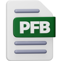 Pfb file format 3d rendering isometric icon. png