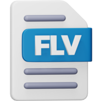 Flv file format 3d rendering isometric icon. png