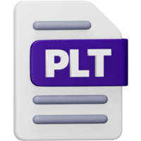 Plt file format 3d rendering isometric icon. png