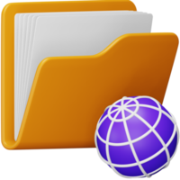 Folder globe 3d rendering isometric icon. png