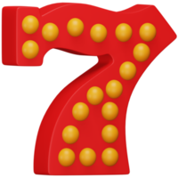 número de la suerte siete icono isométrico de representación 3d. png
