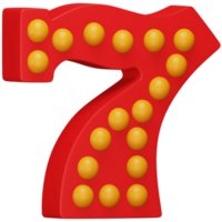 Lucky number seven 3d rendering isometric icon. png