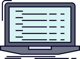 Api app coding developer laptop Flat Color Icon Vector