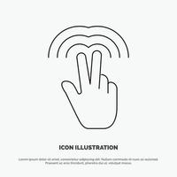 Double Gestures Hand Tab Line Icon Vector