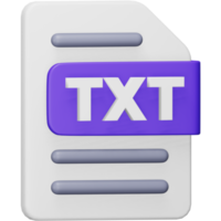 Txt file format 3d rendering isometric icon. png