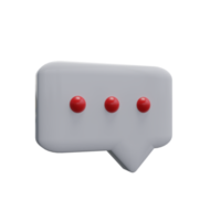 icono de notificación de mensaje. diálogo o burbuja de chat. representación 3d png