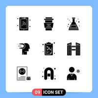 Pictogram Set of 9 Simple Solid Glyphs of lead human drink engagement study Editable Vector Design Elements