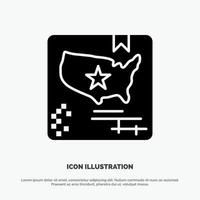 American Flag Map World solid Glyph Icon vector