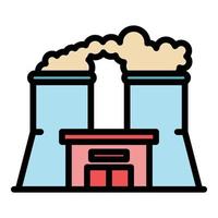 Industrial power plant icon color outline vector